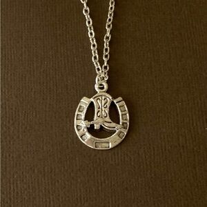 Silver Horseshoe & Cowboy Boot Pendant Necklace